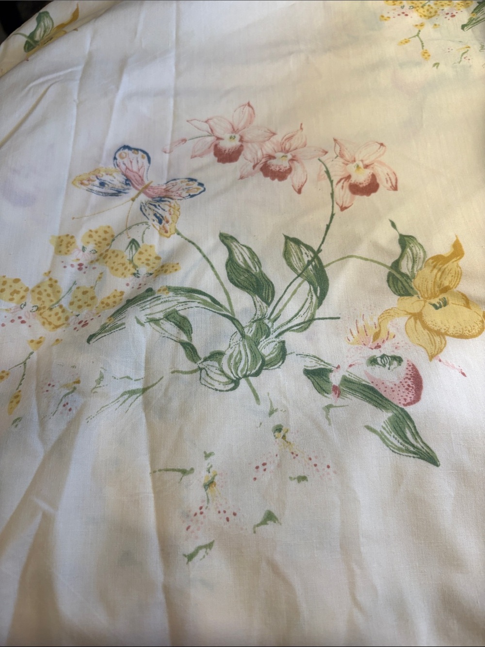Vintage Tastemaker 4 piece King Set Floral Butterflies Printed Cotton FF